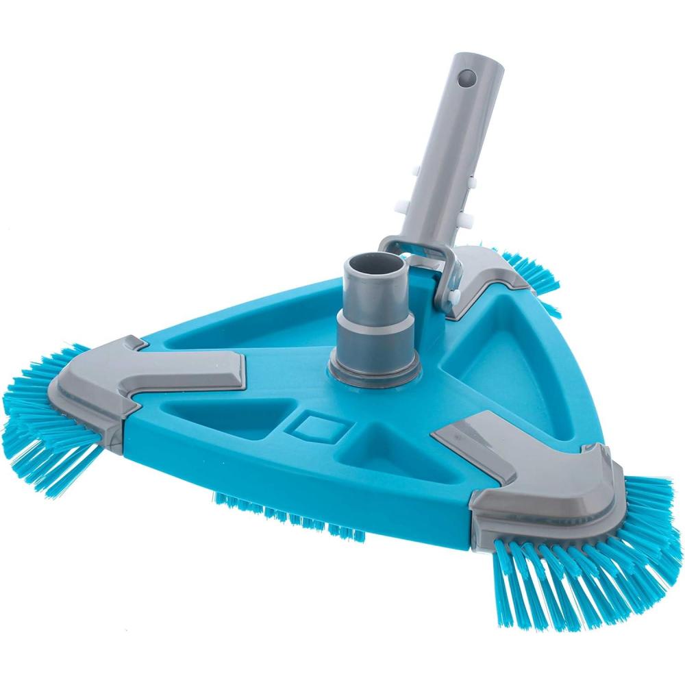 U.S. Pool Supply Professional 13″ Triangular Weighted Super Flexible Swimming Pool Vacuum Head with Side Brushes, Swivel Connection – Above-Ground & Inground Swimming Pools, Secure Lock Pole Handle(11.5″ with Corner Brushes)