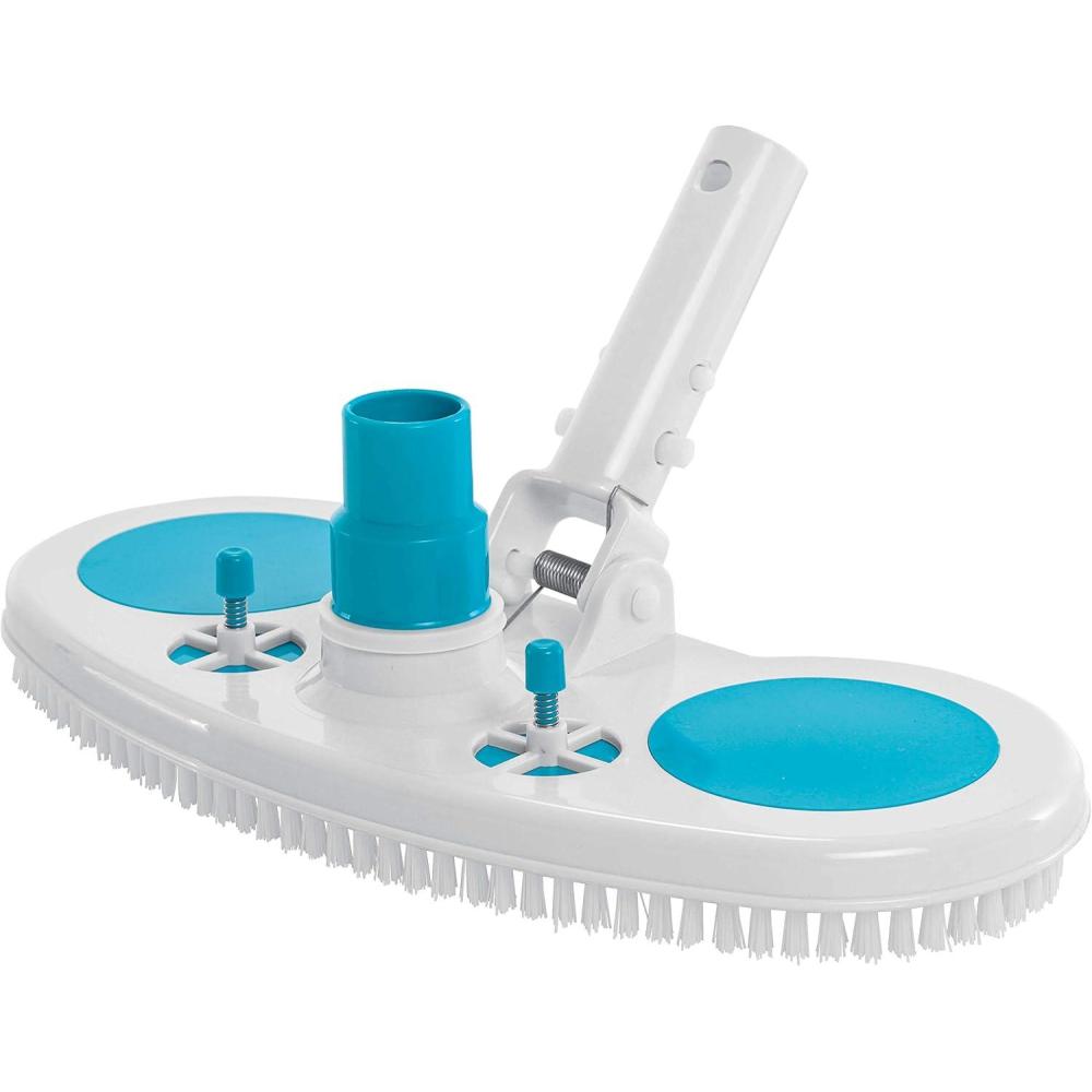 U.S. Pool Supply 16″ Weighted Pool Vacuum Head with Nylon Side Bristles, Swivel Hose Connection, EZ Clip Handle – Connect 1-1/4″, 1-1/2″ Hose – Scrub Clean, Remove Debris – Safe for Vinyl Lined Pools(13″ with Bottom Brushes)