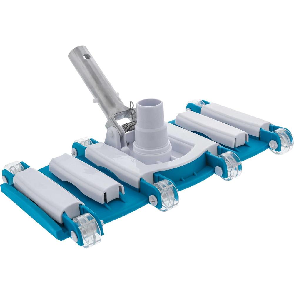U.S. Pool Supply 17.5″ Heavy Duty Weighted Flexible Concrete Swimming Pool Vacuum Head with Side Brushes and EZ Clip Handle – Professional Grade – Faster Cleaning, Easier Debris Removal, Clean Walls(Deluxe 14)