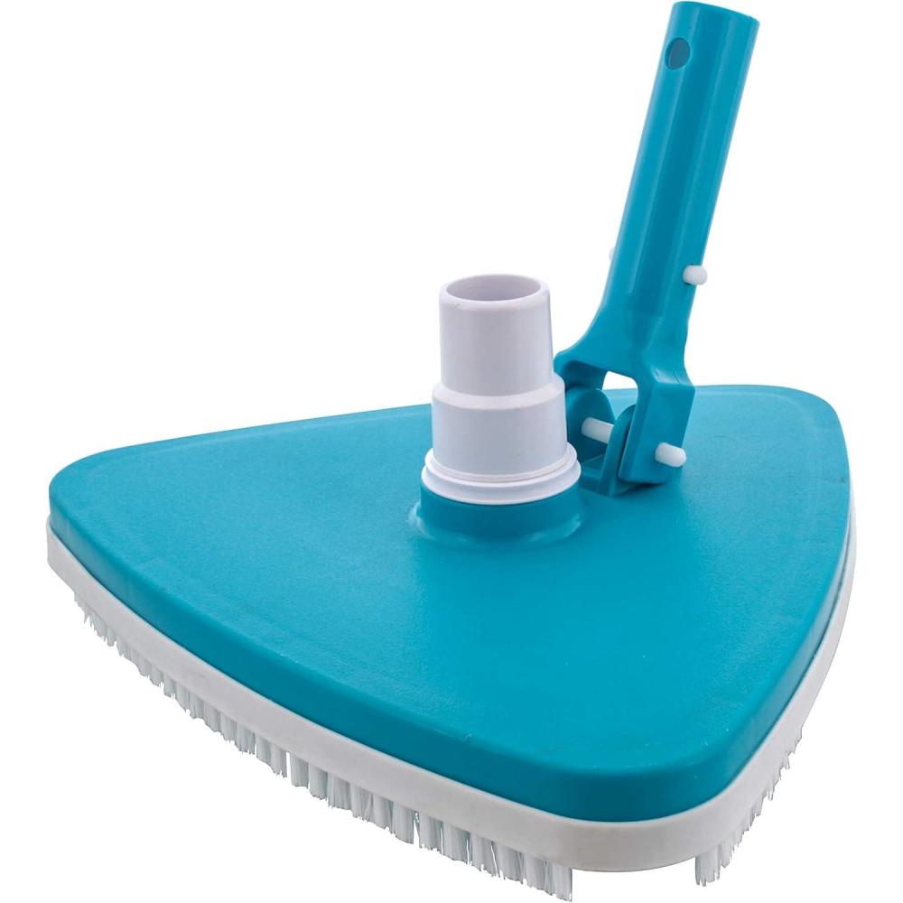 U.S. Pool Supply Professional 13″ Triangular Weighted Super Flexible Swimming Pool Vacuum Head with Side Brushes, Swivel Connection – Above-Ground & Inground Swimming Pools, Secure Lock Pole Handle(10″ Solid with Brushes)