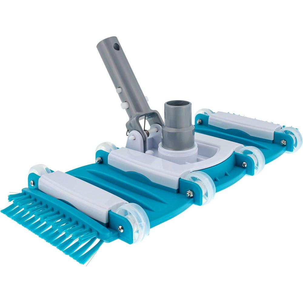 U.S. Pool Supply 17.5″ Heavy Duty Weighted Flexible Concrete Swimming Pool Vacuum Head with Side Brushes and EZ Clip Handle – Professional Grade – Faster Cleaning, Easier Debris Removal, Clean Walls(Standard 16)